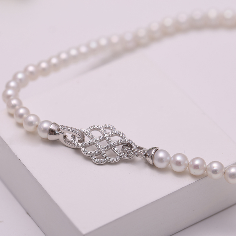 s925纯银银饰手链扣头配件手工制作珍珠时尚气质网格双环百搭搭扣