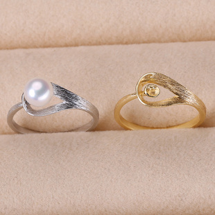 s925纯银戒指环 银饰开口可调节珍珠戒指托 DIY手工制作银配件