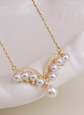 珍珠吊坠配件 s925纯银含项链 多珠套链 diy项坠空托手工制作饰品