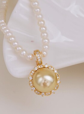 DIY手工制作珍珠项坠多功能开口吊坠银饰 s925纯银半成品空托配件