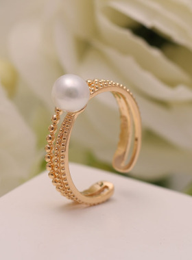 s925纯银戒指环 银饰开口简约珍珠戒指托DIY手工制作银配件空托