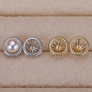 s925纯银银饰耳钉配件 珍珠饰品diy手工制作耳饰半成品耳钉