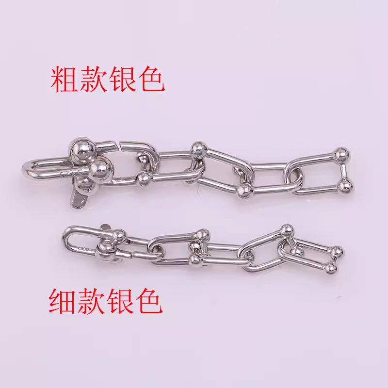 s925纯银时尚珍珠马蹄链项链手链毛衣链夹扣 手工diy制作串珠饰品