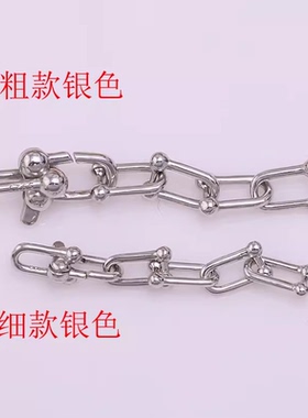s925纯银时尚珍珠马蹄链项链手链毛衣链夹扣 手工diy制作串珠饰品
