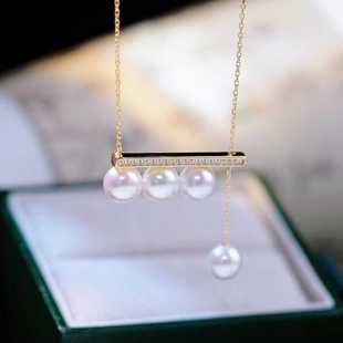 珍珠吊坠配件 s925纯银含项链大小版套链diy吊坠项坠空托手工饰品