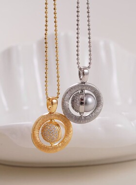 DIY手工制作珍珠项坠吊坠银饰 s925纯银挂坠不含链可旋转空托配件