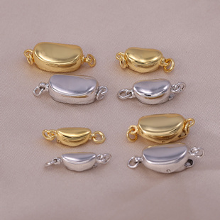 s925纯银珍珠项链手链毛衣链小中大号马背元 手工diy串珠银扣 宝扣