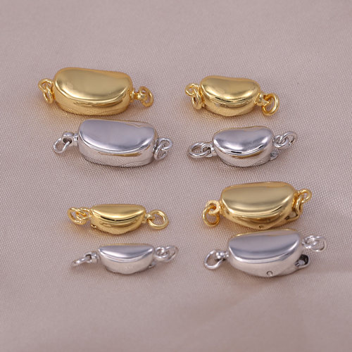 s925纯银珍珠项链手链毛衣链小中大号马背元宝扣 手工diy串珠银扣