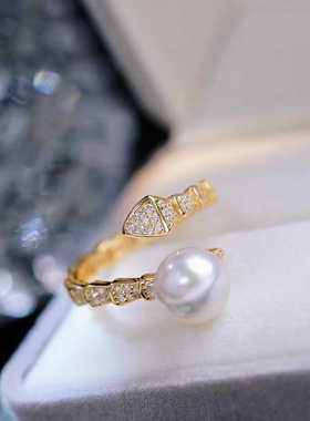 s925纯银戒指环 银饰开口可调节珍珠戒指托 DIY手工制作银配件