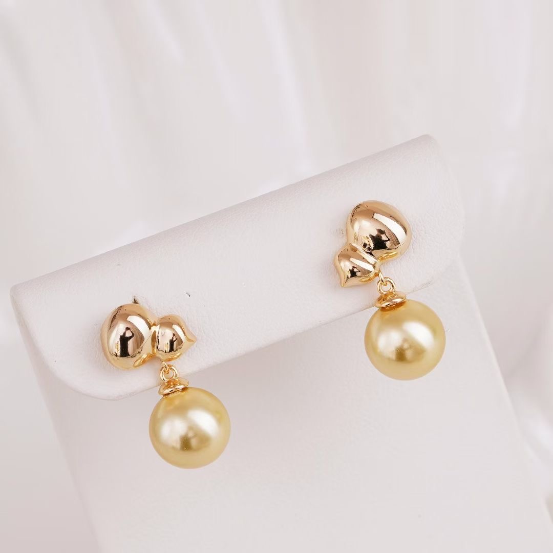 s925纯银银饰葫芦耳钉耳坠配件珍珠饰品diy手工制作耳饰半成品