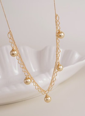 s925纯银银饰多珠配件珍珠饰品diy手工制作流苏吊坠套链空托项链