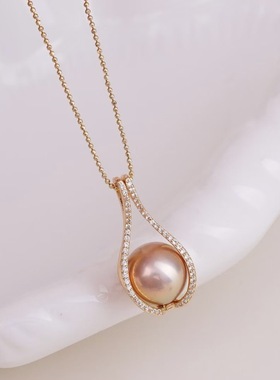 DIY手工制作珍珠项坠吊坠银饰 s925纯银挂坠不含链半成品空托配件