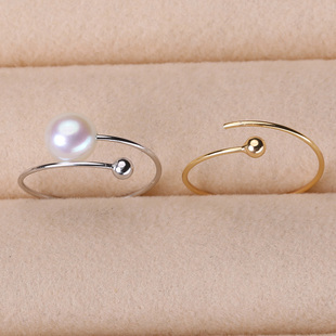 s925纯银戒指环 银饰开口可调节珍珠戒指托 DIY手工制作银配件