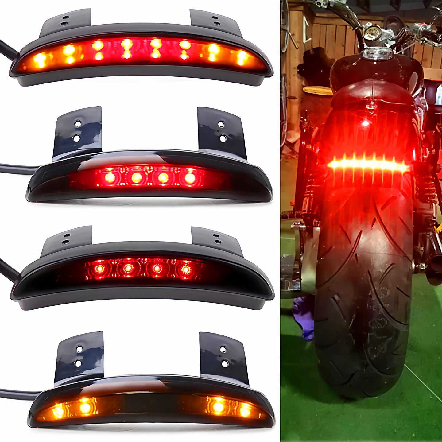 复古摩托车哈雷XL883n1200n改装挡泥板LED尾灯刹车灯日行灯转向灯