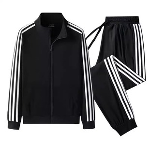 捡漏开衫卫衣春秋季三条杠运动服套装宽松休闲运动跑步学生服