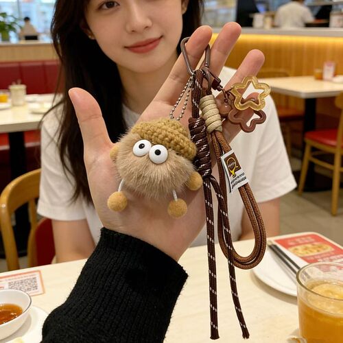 美拉德煤球miu包包小众挂件ins登山绳钥匙扣挂绳挂饰装饰挂饰礼物