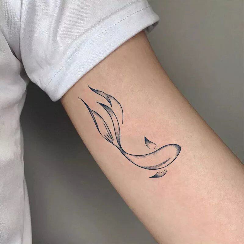 果汁锦鲤纹身贴草本手腕金鱼防水男女情侣手臂植物图案