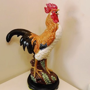 陶瓷大公鸡中式祝福大气雄鸡精品家居客厅玄关福气风水寓意摆件