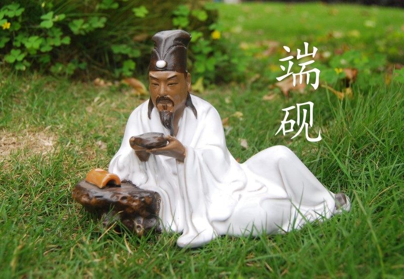 苏轼苏东坡赏砚石湾陶瓷摆件假山盆景人物造景装饰家居书台架工艺