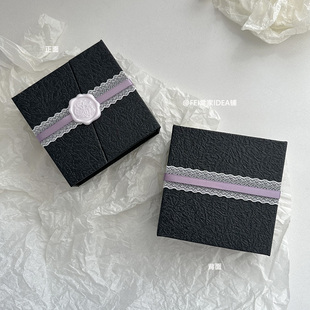 原创小众轻奢复古高级首饰包装 盒磁吸温柔手工蕾丝设计感手镯耳饰