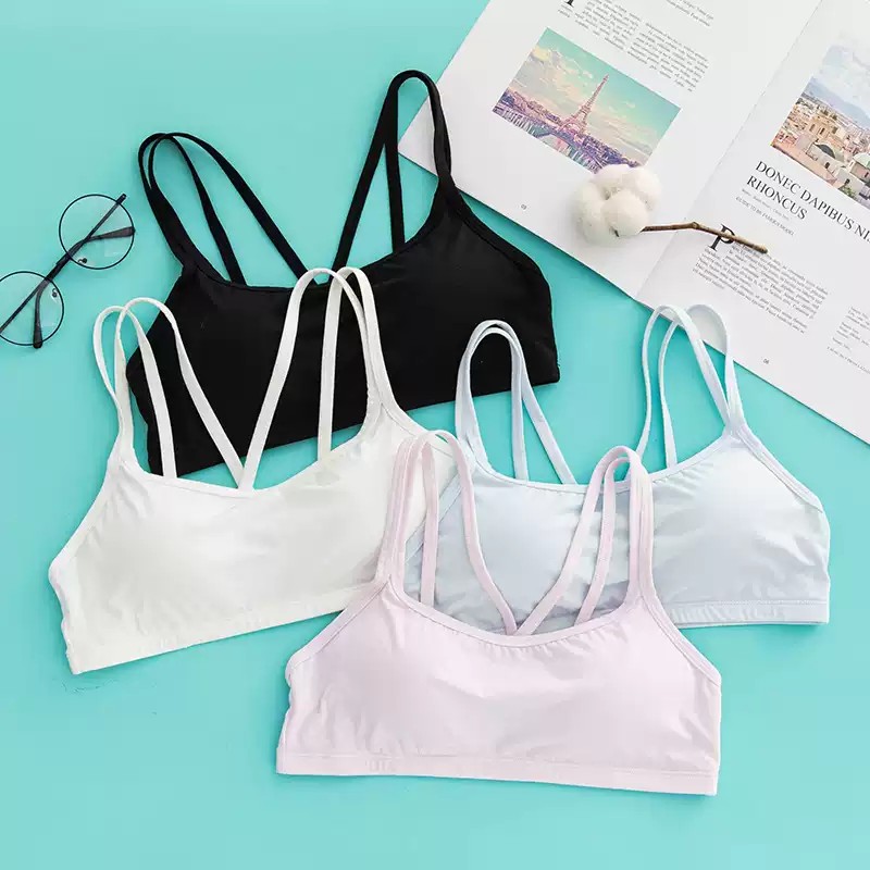怡兰芬少女防走光抹胸二阶段运动防抖动内衣背心式学生美背文胸