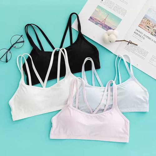 怡兰芬少女防走光抹胸二阶段运动防抖动内衣背心式学生美背文胸