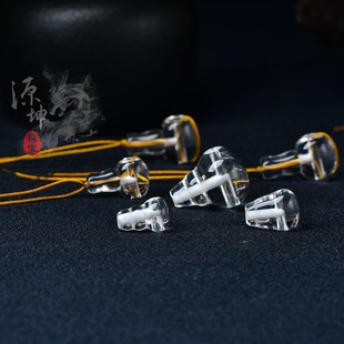 源坤珠宝新品原创天然白水晶三通佛头佛珠念珠一体配件佛塔顶珠