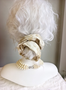 原创手工定制褶皱树叶水墨淡绿色大号大肠发圈法式慵懒优雅头花