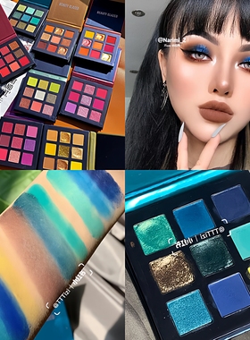 蓝色眼影盘9色九宫格ins紫色欧美蜂蜜盘土豆泥舞台金葱粉哑光珠光