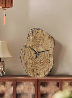 中古原木风桌面时钟摆台小众摆件