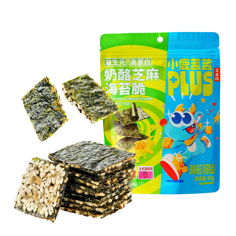 小鹿蓝蓝奶酪芝麻海苔脆夹心坚果饼干小吃儿童零食营养健康品牌