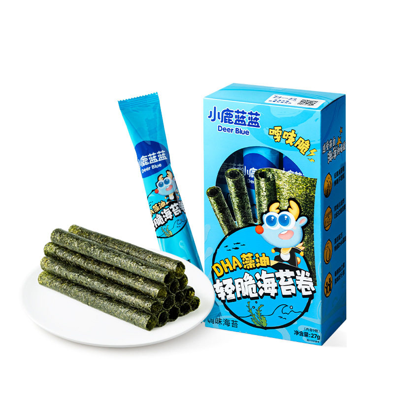 小鹿蓝蓝DHA藻油轻脆海苔卷经典原味香脆即食海苔紫菜零食品牌