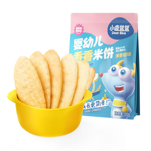 小鹿蓝蓝婴幼儿香香米饼宝宝米饼婴幼儿磨牙饼干辅食量贩装120g