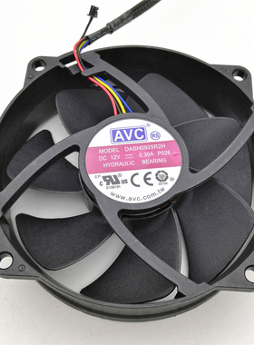 全新 AVC DASH0925R2H 9CM 9025 12V 0.30A 4线CPU 圆形 散热风扇