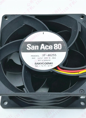 原装 三洋 SanAce8 XF46255 12V 3.8A 8038 4线 服务器 散热风扇