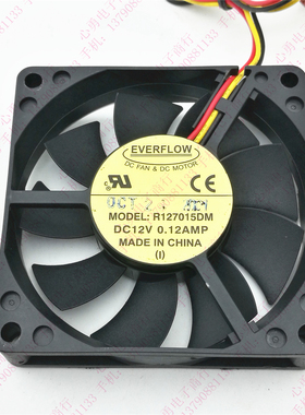 原装 EVERFLOW R127015DM 12V 0.12A 7CM 7015 3线 静音 散热风扇