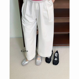Rura新款韩系牛皮方头浅口单鞋女百搭休闲鞋芭蕾鞋分趾鞋