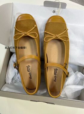 Zach Peng复古蝴蝶结一字扣玛丽珍鞋女软底芭蕾舞单鞋（拍大一码