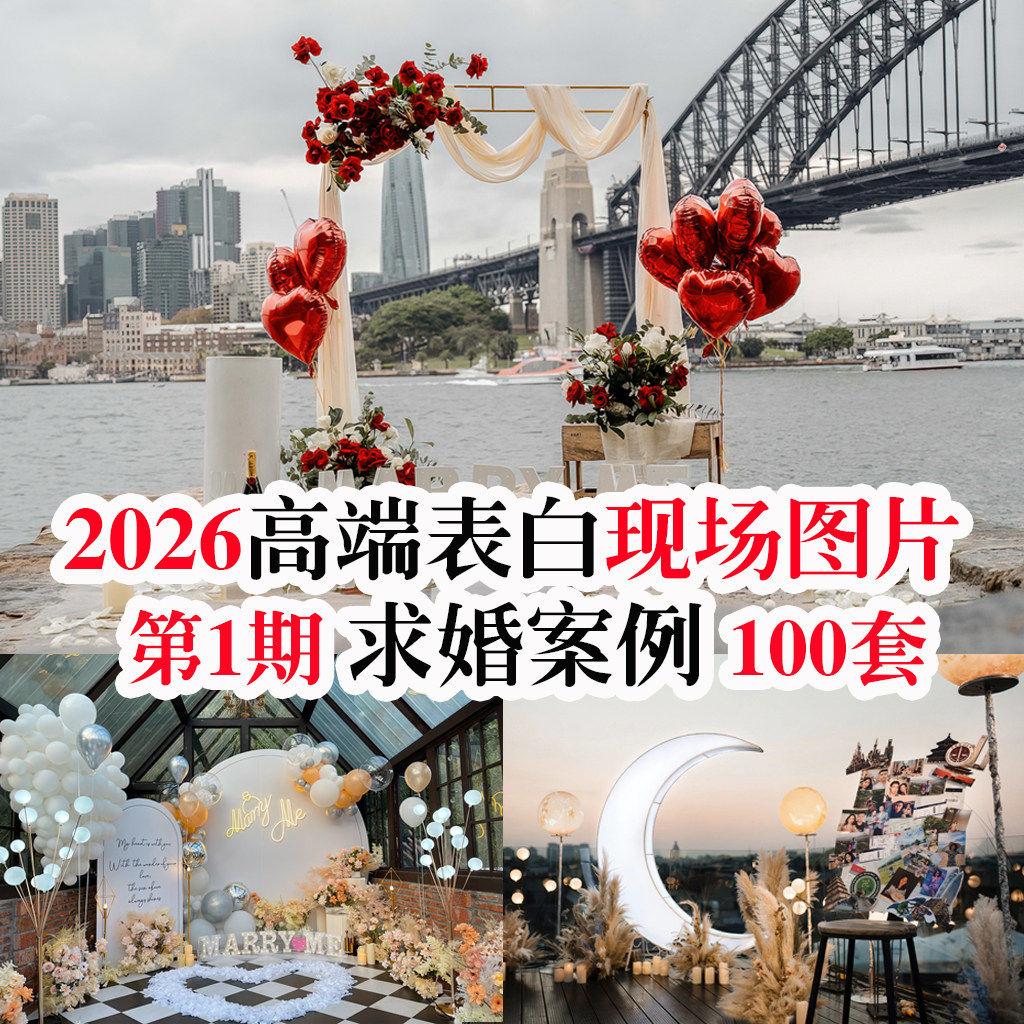 2026新款高端创意大型户外求婚结婚表白布置现场高清图片案例素材