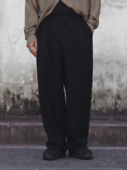 ollie 宽松男百搭潮流西裤 snap日系复古直筒裤 黑色简约垂感休闲裤