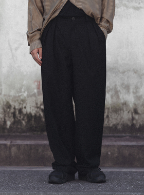 ollie snap日系复古直筒裤黑色简约垂感休闲裤宽松男百搭潮流西裤