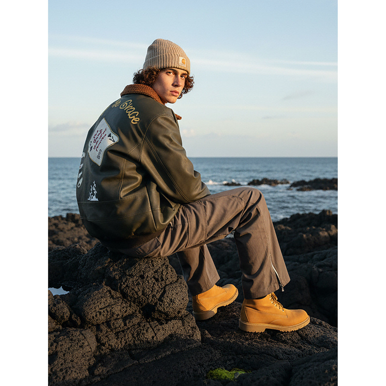 美式复古工装皮衣棉衣刺绣外套