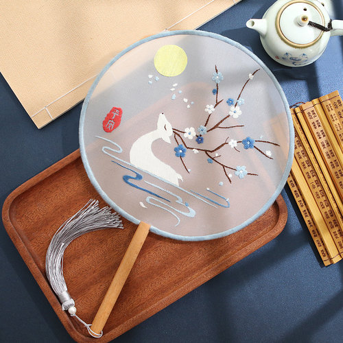 古风团扇diy手工刺绣制作