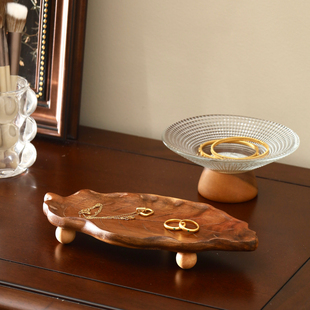 香薰木质托盘摆件钥匙收纳盘创意甜点盘子拍照道具玄关收纳盘托盘