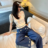 短袖 水彩碎花针织衫 春夏新品 heidy海蒂