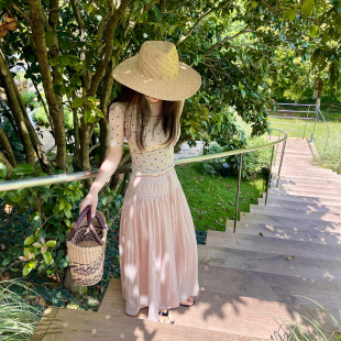 heidy海蒂 显瘦制片人 肤感波点T恤女云朵轻盈显U领五分袖上衣女