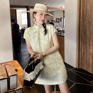 heidy海蒂 连衣裙高奢名媛裙 清罗伊桑蚕丝香云纱手工罗对花新中式