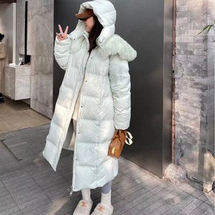 连帽加长加厚羽绒服女2025冬 直毛托卡披肩式 heidy海蒂 丹麦森林