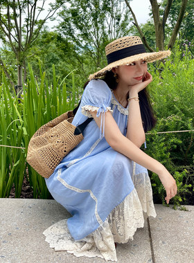 HEIDY海蒂蓝色蕾丝娃娃长裙