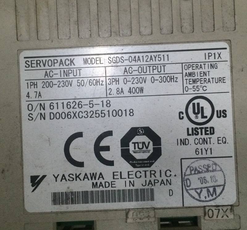 190-SGDS-04A12AY511 二手安川驱动器